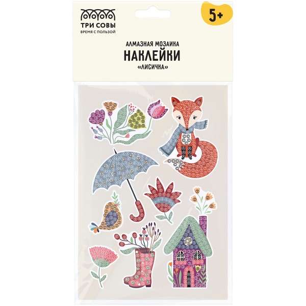 Алмазная мозаика, наклейки ТРИ СОВЫ "Лисичка", пакет с европодвесом 345699 АМН_48208