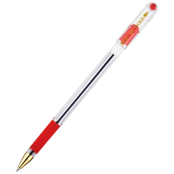 Ручка шариковая красная MunHwa "MC Gold", 0,5мм, грип, штрих-код 207859 BMC-03