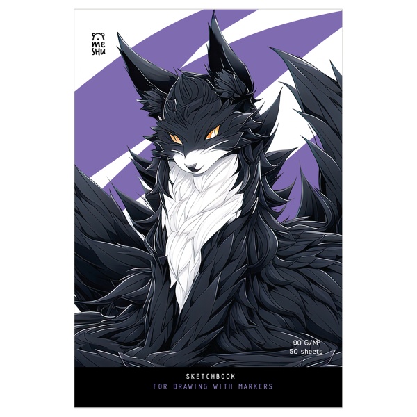 Скетчбук для рисования маркерами 50л. А5 на склейке MESHU "Anime cat", 90г/м2, soft touch 358386 MS_53576