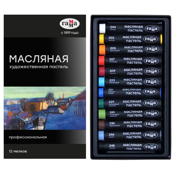 Пастель масляная Гамма, 12 цветов, картон. упаковка 363155 5042312