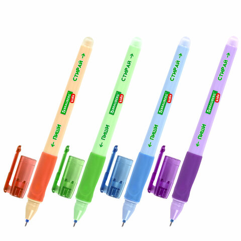 Ручка гелевая стираемая синяя BRAUBERG KIDS "RESTART COLOR", СИНЯЯ, игольчатый пишущий узел 0,5 мм, линия 0,35 мм, 144097