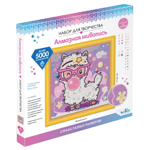 Алмазная мозаика Origami "Разноразмерная мозаика на подрамнике. Bubble gum", 30*30см, европодвес 354860 7105