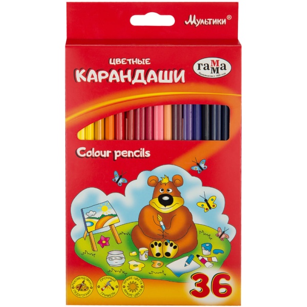 Набор карандашей цветных Гамма "Мультики", 36цв., трехгранные, заточен., картон, европодвес, 278515 050918_10