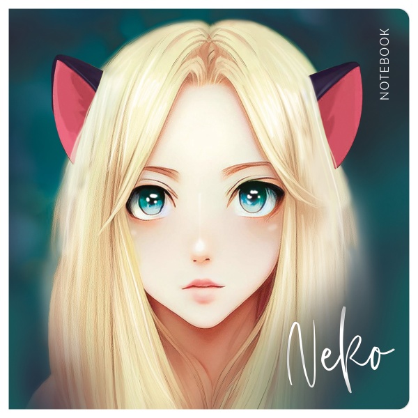 Книжка записная 170*170 мм 40л. на скрепке MESHU "Neko", soft-touch ламинация, тиснение фольгой, блок без линовки, 80г/м2 357917 MS_53368