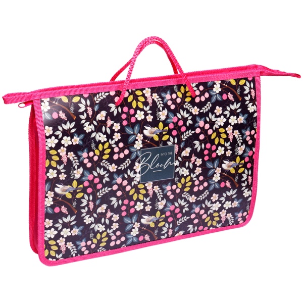 Папка с ручками А4, ArtSpace "Floral", пластик, на молнии, 45мм 317007